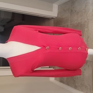 Tory Burch bright pink red cotton cardigan size XS